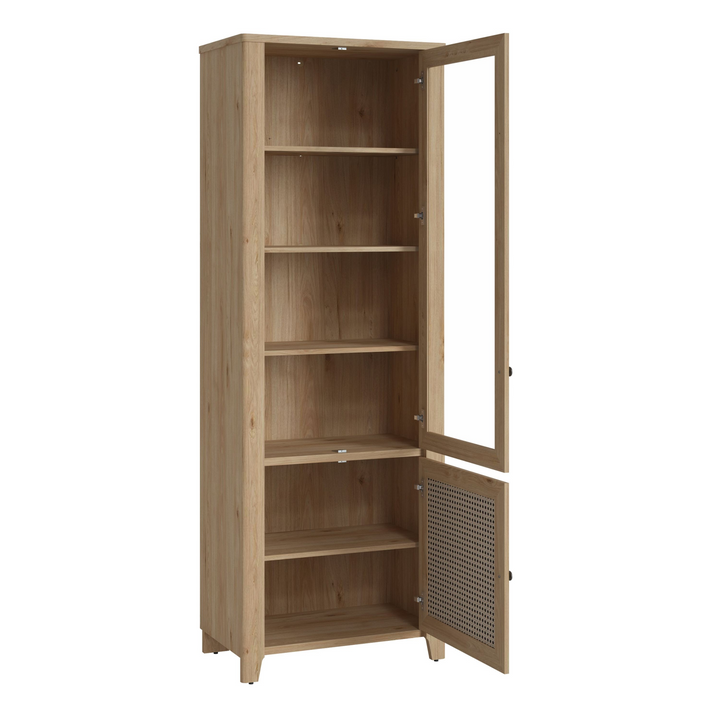 Braintree 2 Door Display Cabinet in Jackson Hickory Oak and Rattan Effect | Dining Cabinet | Dining Cabinets