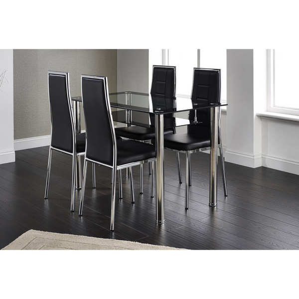 Wellingborough Dining Chair Chrome & Black (Pack of 2) | Dining Chair