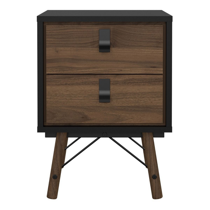 Moubray Bedside Cabinet 2 Drawer in Matt Black Walnut | Bedside Cabinet | Bedside Cabinets | Bedroom Cabinet