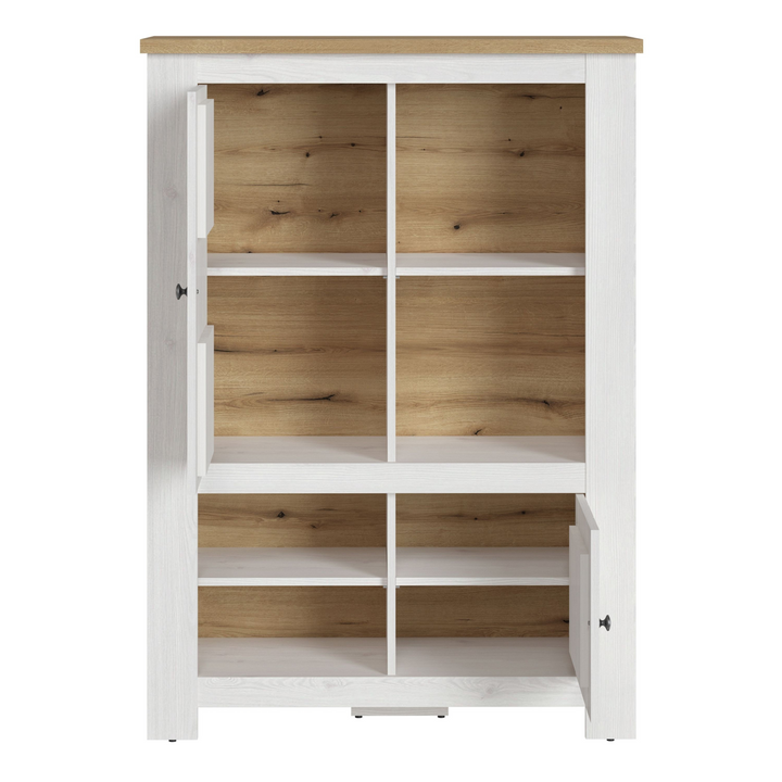 Deal 2 Door 4 Shelves Cabinet in White and Oak | Dining Cabinet | Dining Cabinets