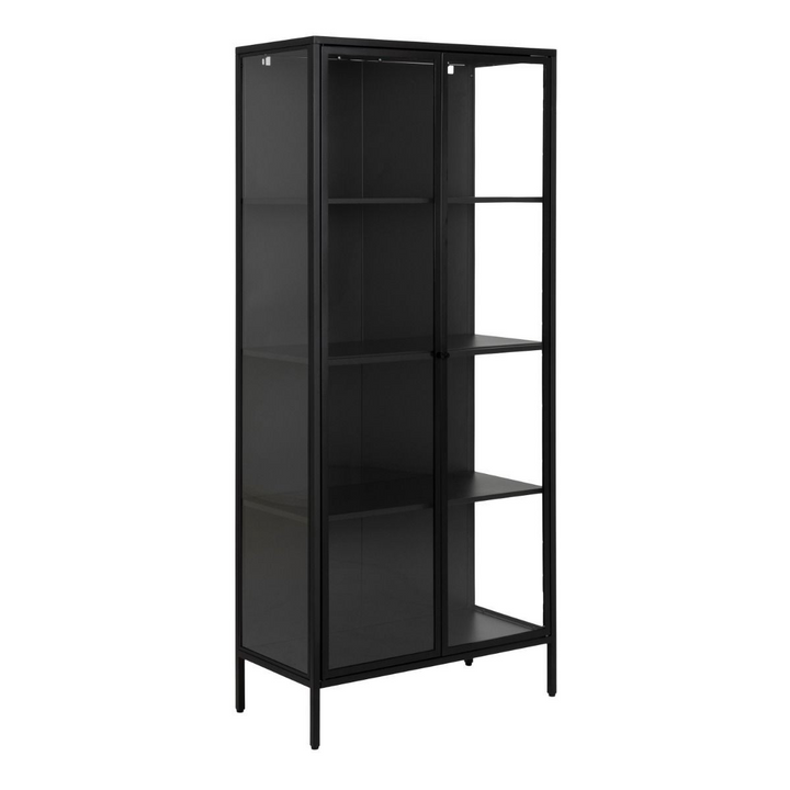 Carshalton Tall 2 Door Display Cabinet in Matt Black | Dining Cabinet | Dining Cabinets