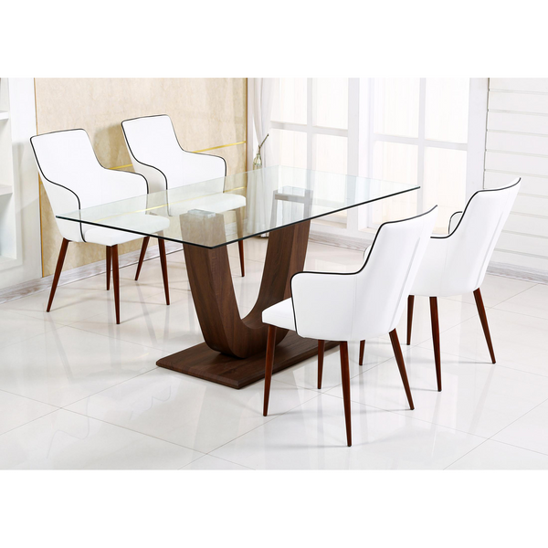 Yeovil Dining Table Clear Glass Walnut | Dining Table | Tempered Glass Dining Table