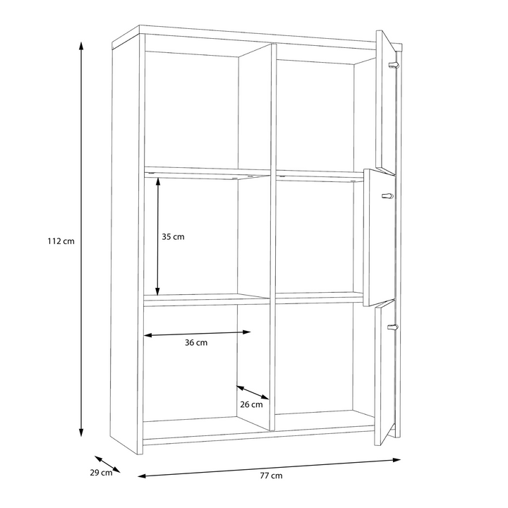 Bicester Chest Storage Cabinet with 6 Doors in Concrete Optic Dark Grey/Old - Wood Vintage | Dining Cabinet | Dining Cabinets