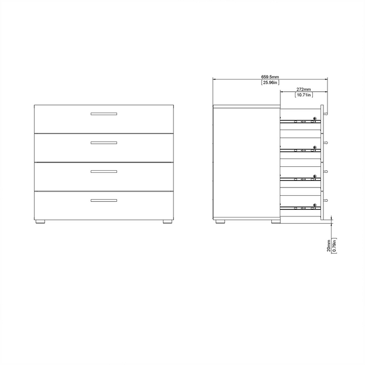 Ende Chest of 4 Drawers in Oak | Chest of Drawers | Drawers 