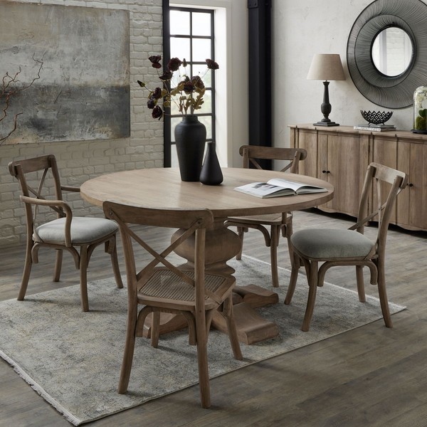 Newport Collection Cross Back Chair With Rush Seat | Dining Chair | Wooden Dining Chair