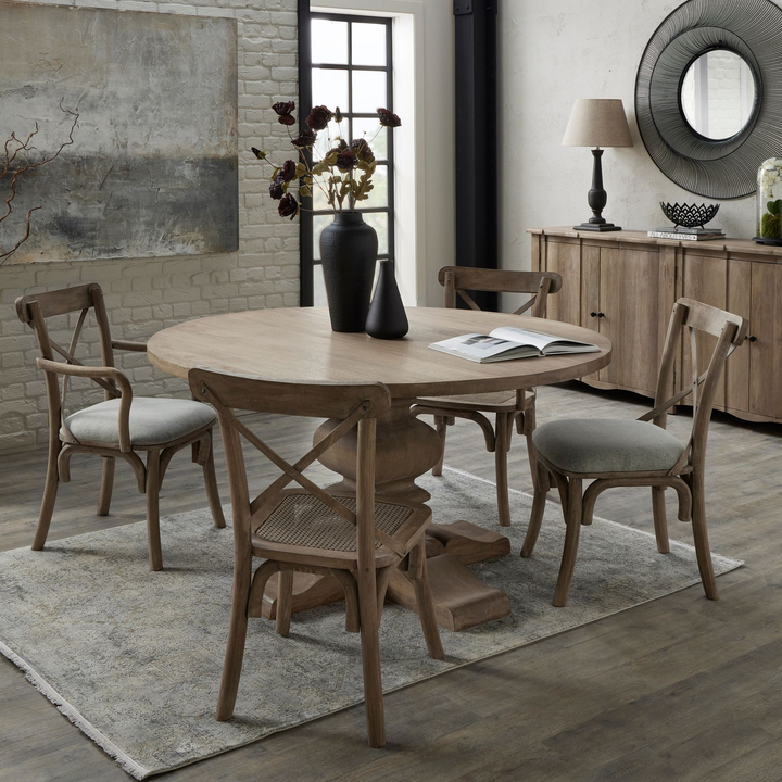 Newport Collection Cross Back Chair With Rush Seat | Dining Chair | Wooden Dining Chair