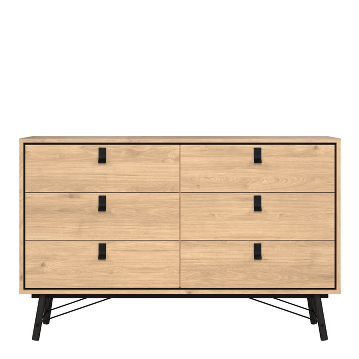 Moubray Wide Double Chest of Drawers 6 Drawers in Jackson Hickory Oak | Chest of Drawers | Drawers 