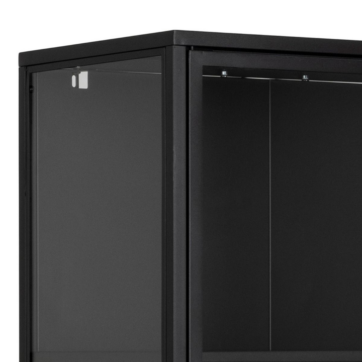 Carshalton Tall 2 Door Display Cabinet in Matt Black | Dining Cabinet | Dining Cabinets