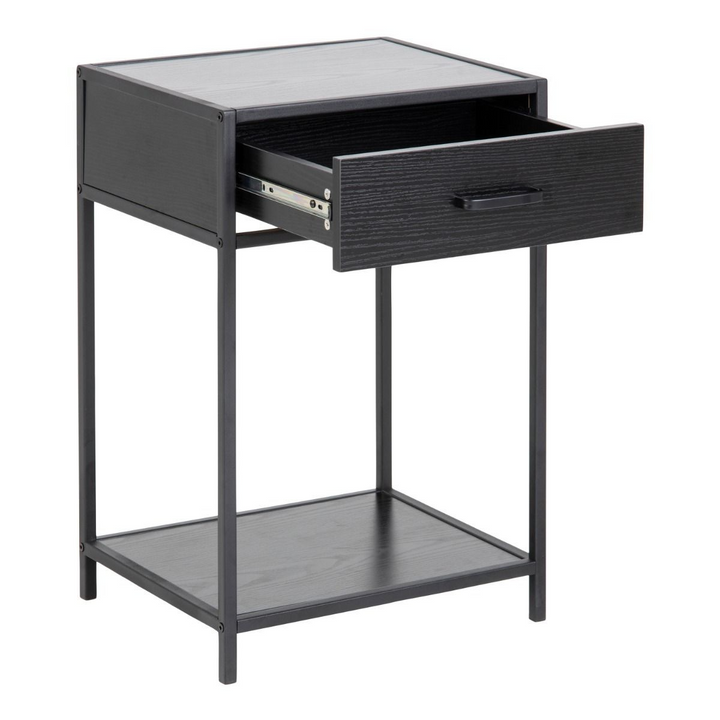 Arnold Bedside Table with 1 Drawer in Black | Bedside Cabinet | Bedside Cabinets | Bedroom Cabinet