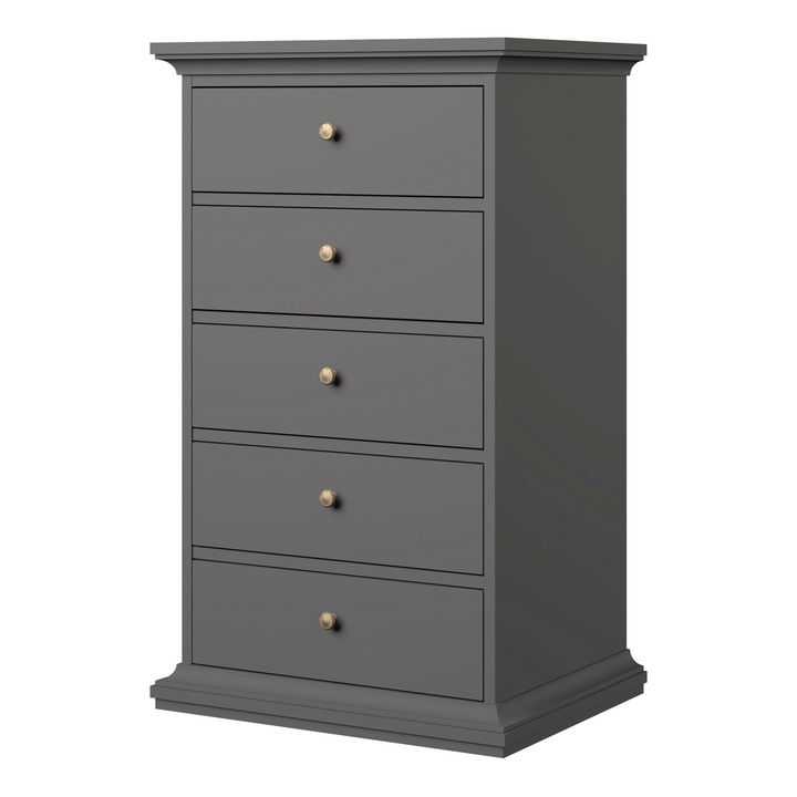 Solihull Chest 5 Drawers in Matt Grey | Chest of Drawers | Drawers 