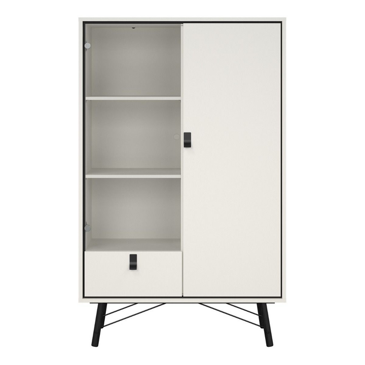 Moubray China Cabinet 1 Door 1 Glass Door 1 Drawer in Matt White | Dining Cabinet | Dining Cabinets