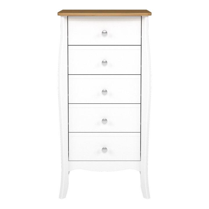 Rhyl 5 Drawer Narrow in Pure White Iced Coffee Lacquer | Chest of Drawers | Drawers 