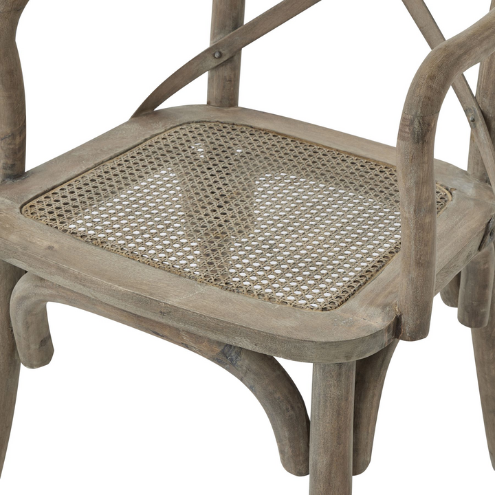 Middleton Collection Cross Back Carver Chair With Rush Seat | Dining Chair | Wooden Dining Chair