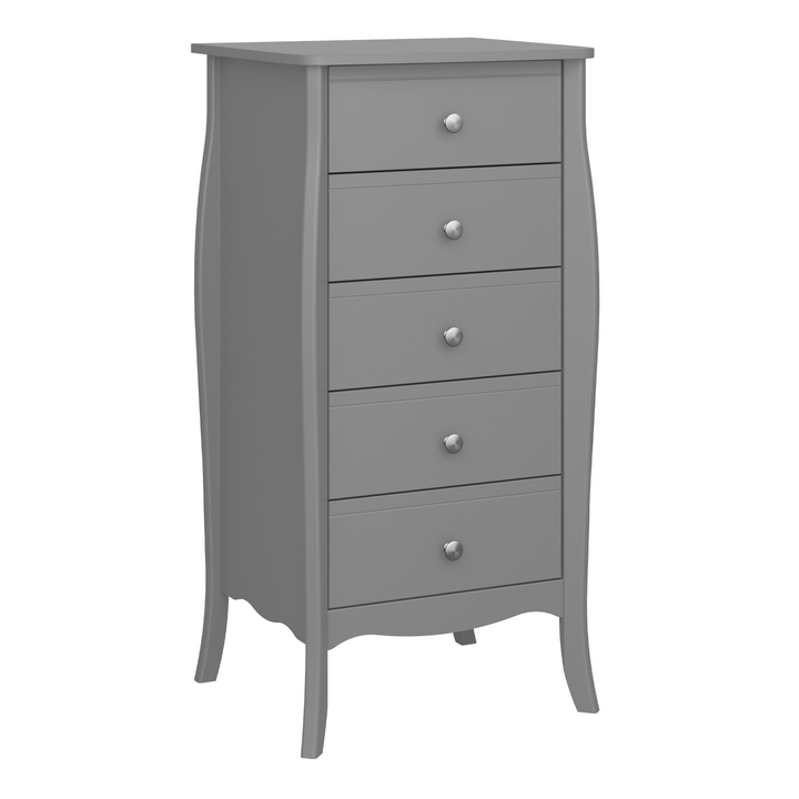 Bromsgrove 5 Drawer Narrow in Grey | Chest of Drawers | Drawers 