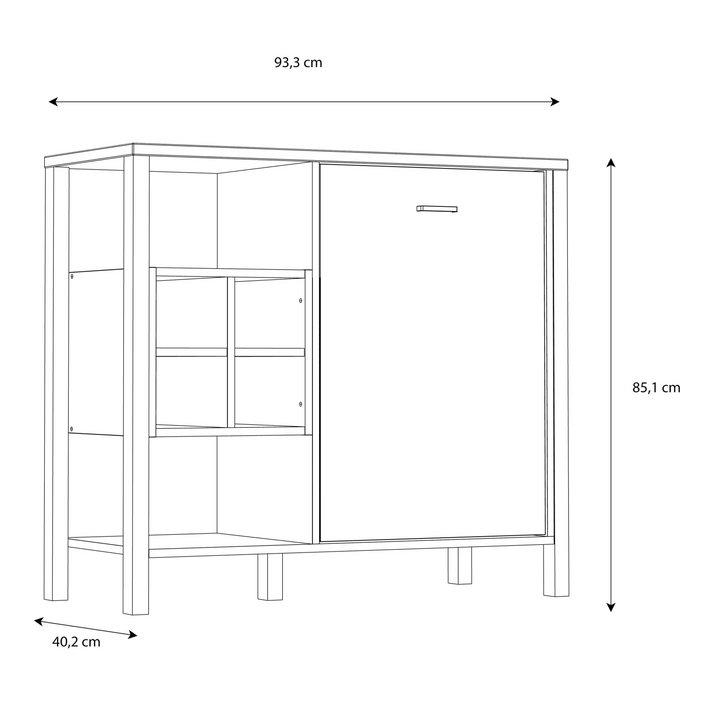 Upminster Rock Storage/Display Chest in Matt Black/Riviera Oak | Dining Cabinet | Dining Cabinets