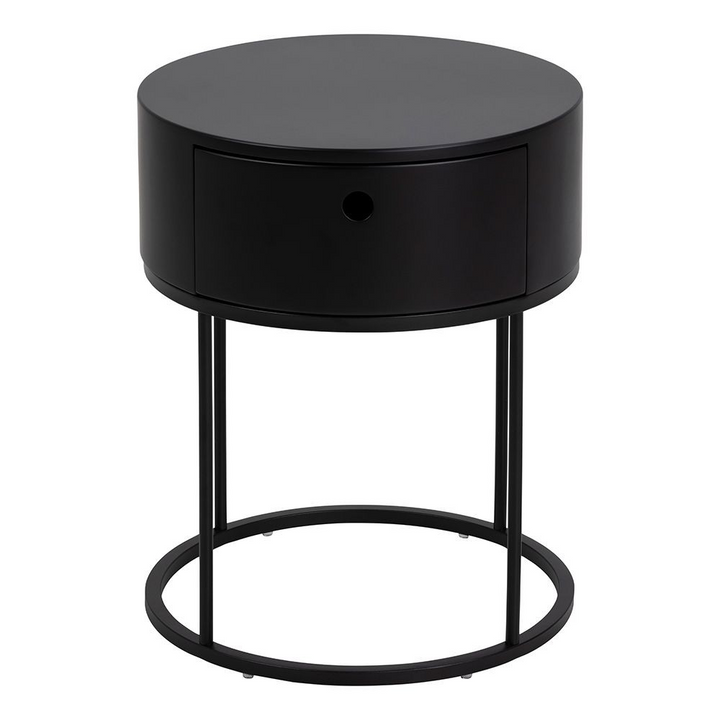 Maidstone Round Bedside Table in White and Black | Bedside Cabinet | Bedside Cabinets | Bedroom Cabinet