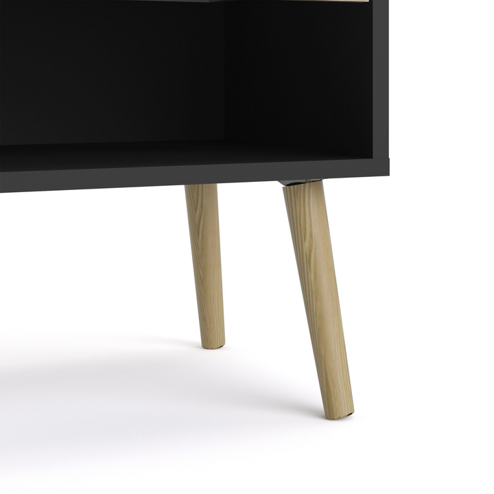 Luton Bedside 1 Drawer in Black and Oak | Bedside Cabinet | Bedside Cabinets | Bedroom Cabinet