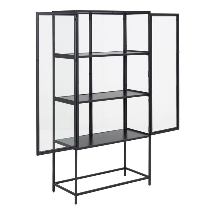 Wishaw 2 Glass Door Display Cabinet in Black | Dining Cabinet | Dining Cabinets