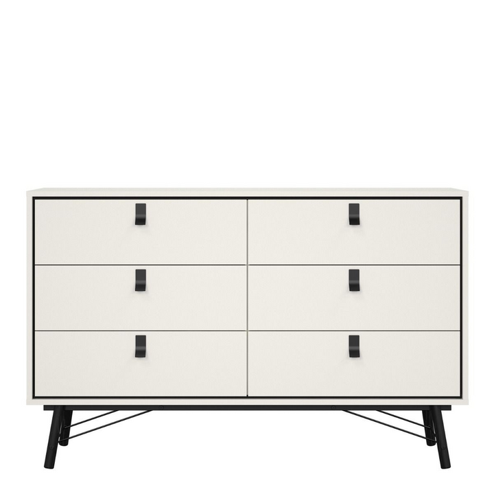 Moubray Wide Double Chest of Drawers 6 Drawers in Matt White | Chest of Drawers | Drawers 