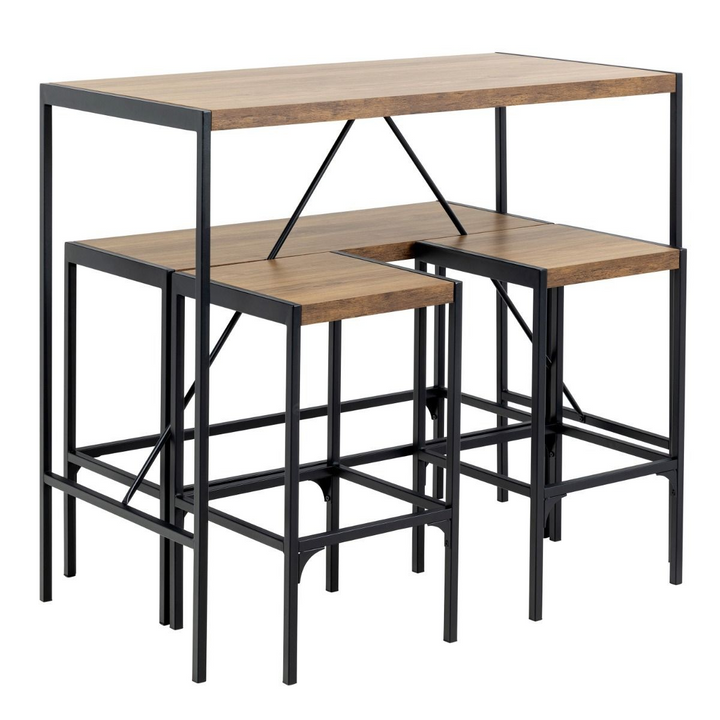 Denton Bar Table Set and Black and Oak | Bar Stools | Counter Stools | Bar & Counter Stools