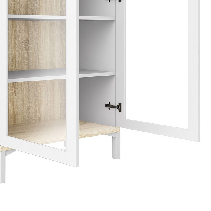 Spalding Display Cabinet Glazed 2 Doors in White and Oak | Dining Cabinet | Dining Cabinets