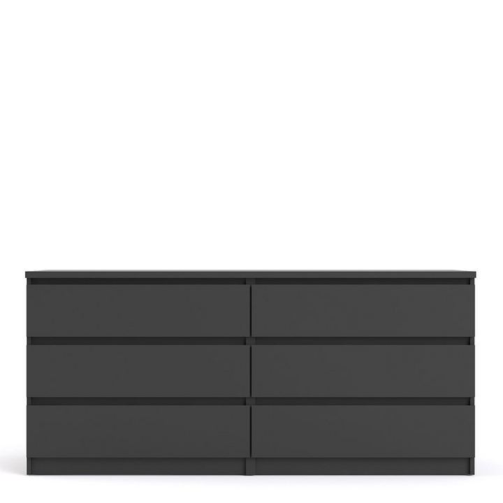 Brook Wide Chest of 6 Drawers (3+3) in Black Matt | Chest of Drawers | Drawers 