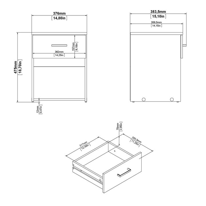 Longton Bedside 1 Drawer in Oak | Bedside Cabinet | Bedside Cabinets | Bedroom Cabinet