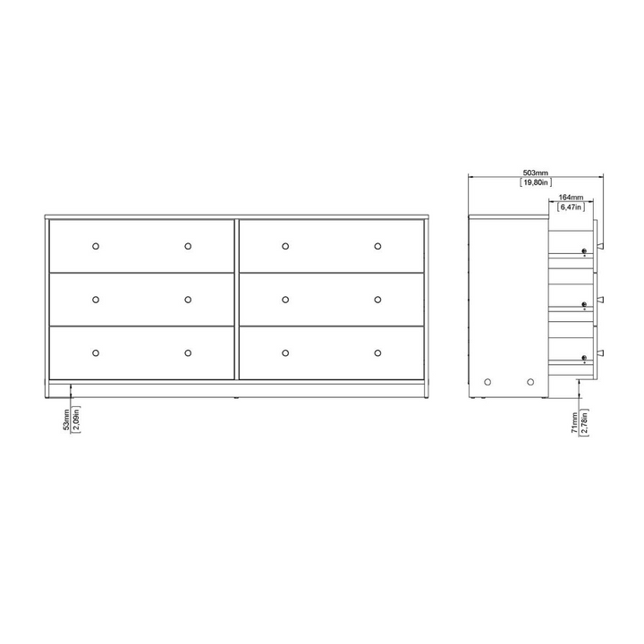 Shenley Chest of 6 Drawers (3+3) in Black | Chest of Drawers | Drawers 