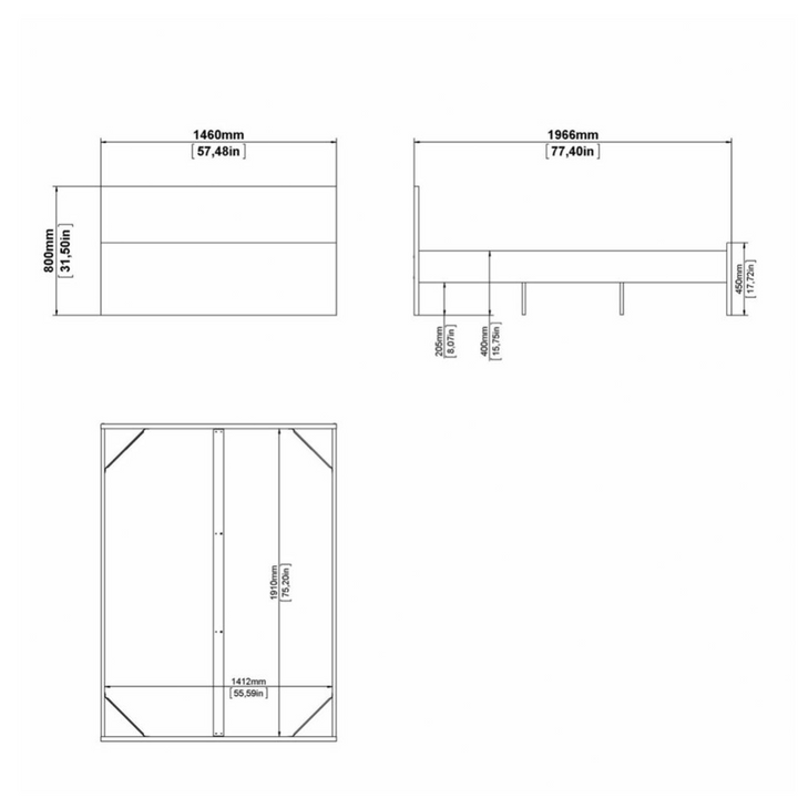 Brixton Double Bed 4ft6 (140x190) Jackson Hickory Oak structure | Beds | Double Bed