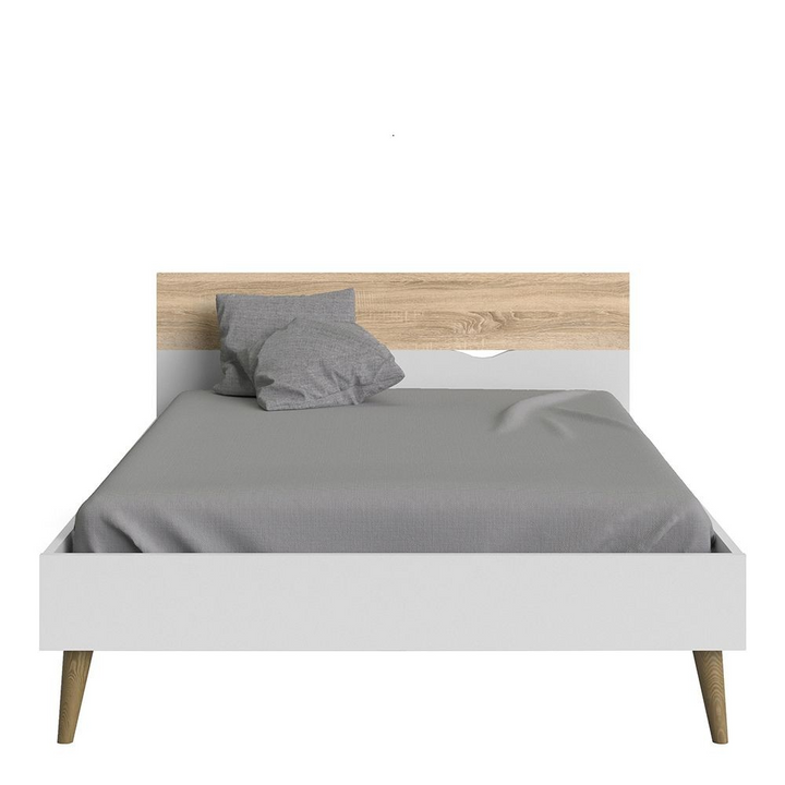 Luton Euro Double Bed (140 x 200) in White and Oak | Beds | Double Bed