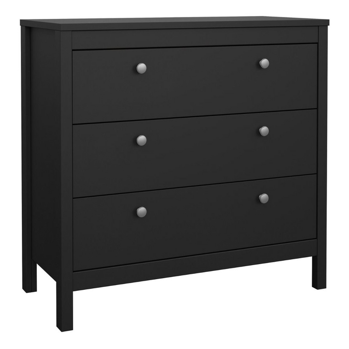 Hindley Chest 3 Drawers in Matt Black | Chest of Drawers | Drawers 