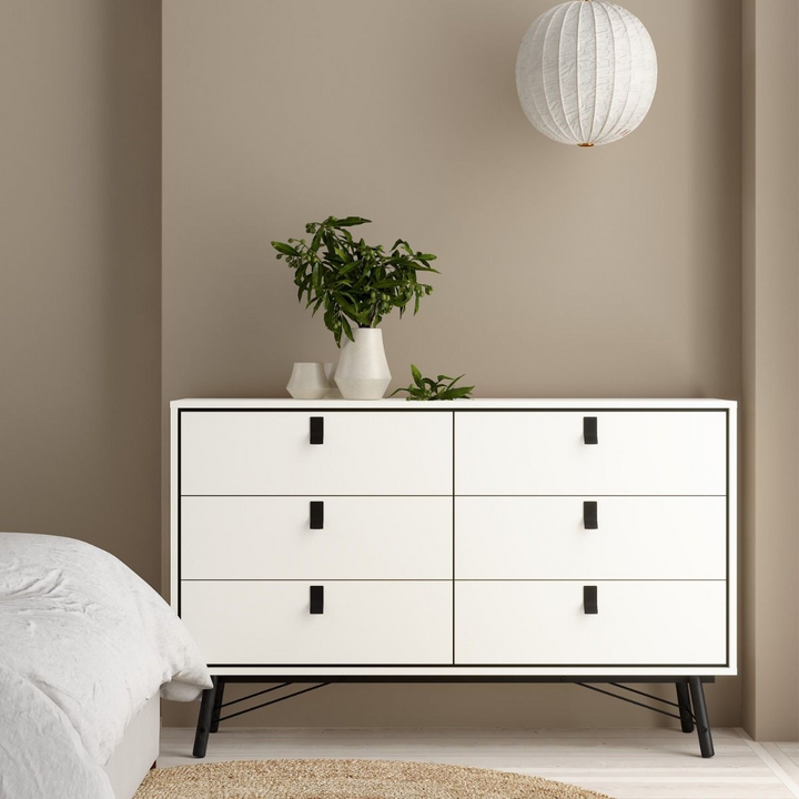 Moubray Wide Double Chest of Drawers 6 Drawers in Matt White | Chest of Drawers | Drawers 