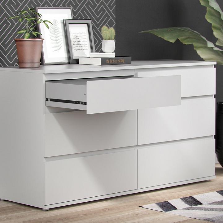 Bury Wide Chest of 6 Drawers (3+3) in White | Chest of Drawers | Drawers 