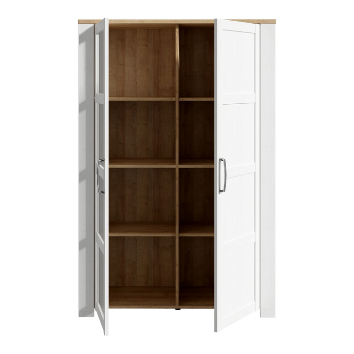 Hitchin 2 Door Display Cabinet in Riviera Oak/White | Dining Cabinet | Dining Cabinets