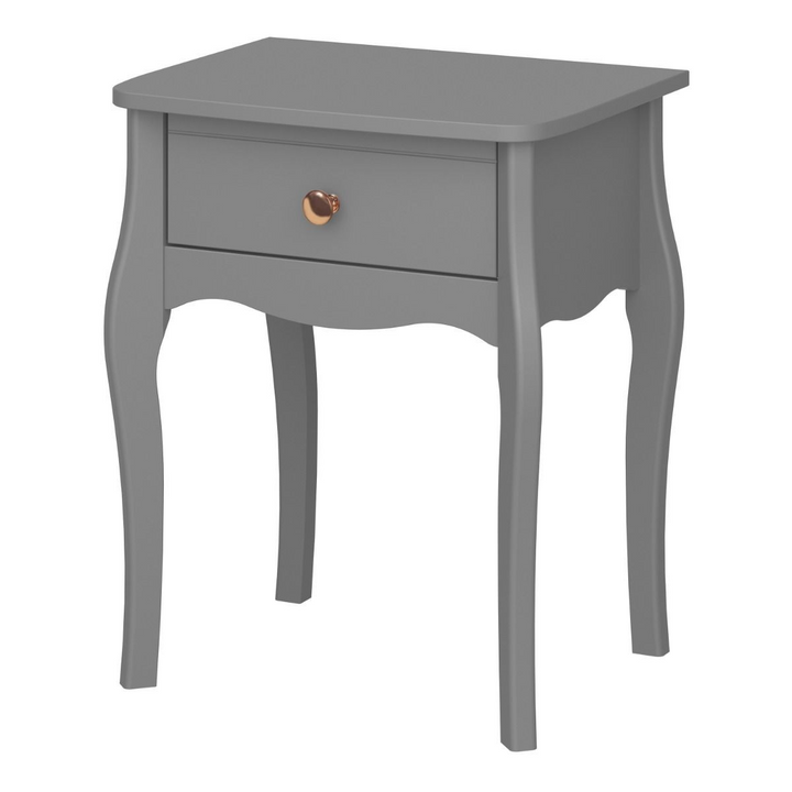 Rhyl Nightstand in Folkestone Grey with Rose Gold Colour Handles | Bedside Cabinet | Bedside Cabinets | Bedroom Cabinet