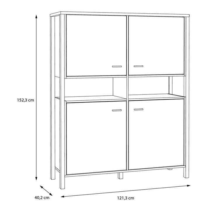 Upminster Rock Storage Cabinet in Matt Black/Riviera Oak | Dining Cabinet | Dining Cabinets