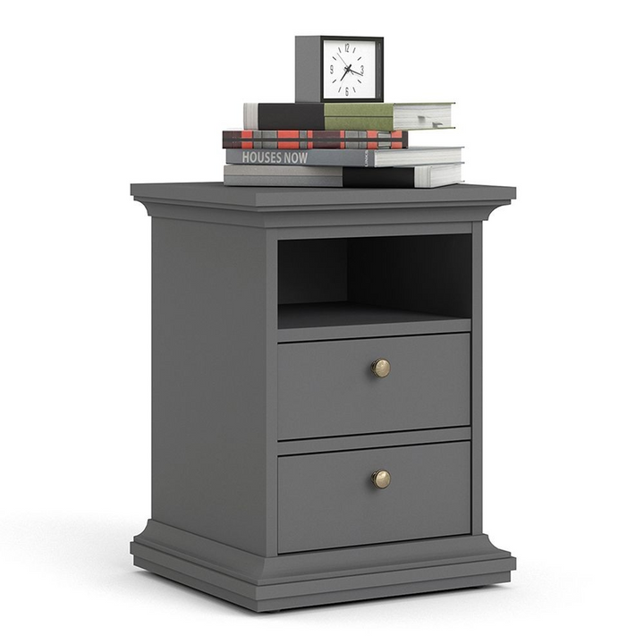 Solihull Bedside 2 Drawers in Matt Grey | Bedside Cabinet | Bedside Cabinets | Bedroom Cabinet