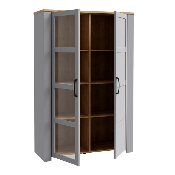 Hitchin 2 Door Display Cabinet in Riviera Oak/Grey Oak | Dining Cabinet | Dining Cabinets