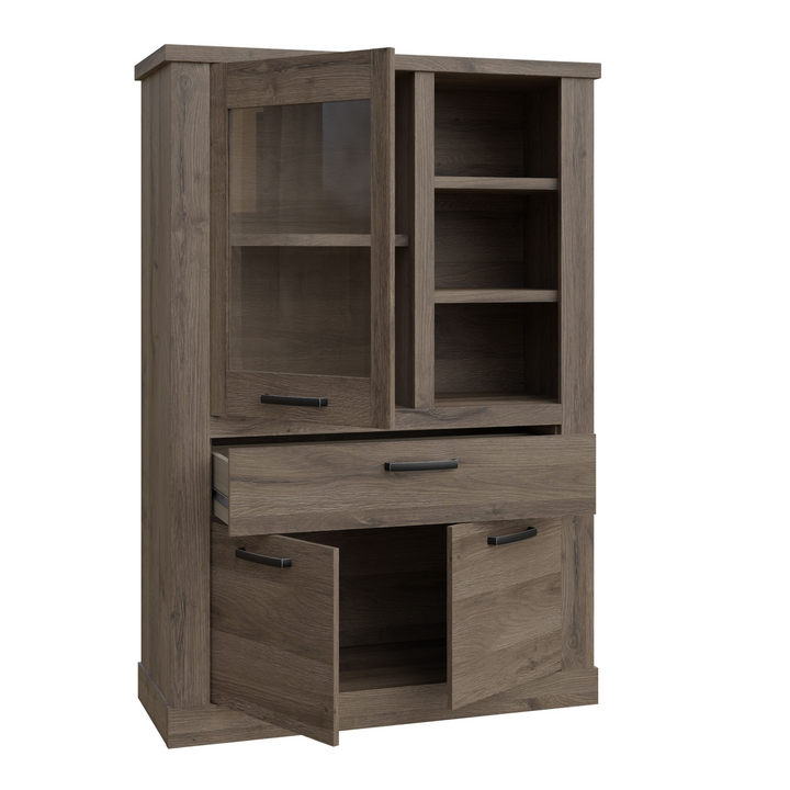 Chichester 1 Door 1 Drawer 3 Shelve Display Cabinet in Tabak Oak | Dining Cabinet | Dining Cabinets