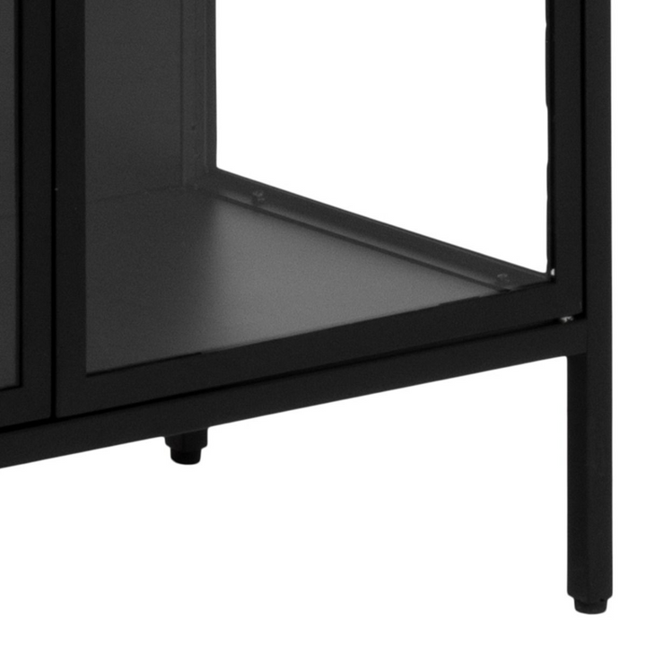 Carshalton Tall 2 Door Display Cabinet in Matt Black | Dining Cabinet | Dining Cabinets