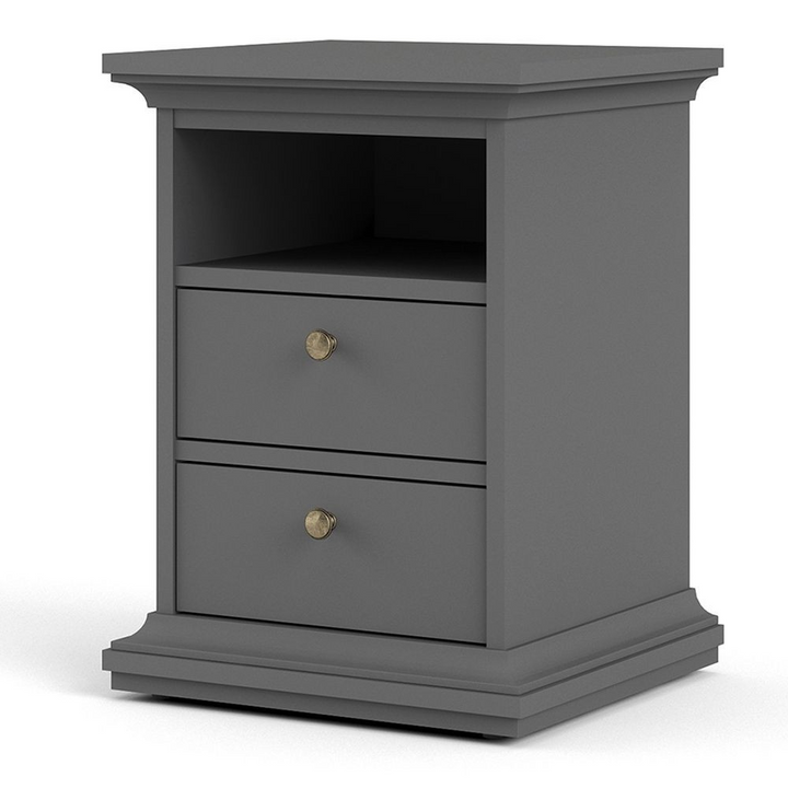 Solihull Bedside 2 Drawers in Matt Grey | Bedside Cabinet | Bedside Cabinets | Bedroom Cabinet