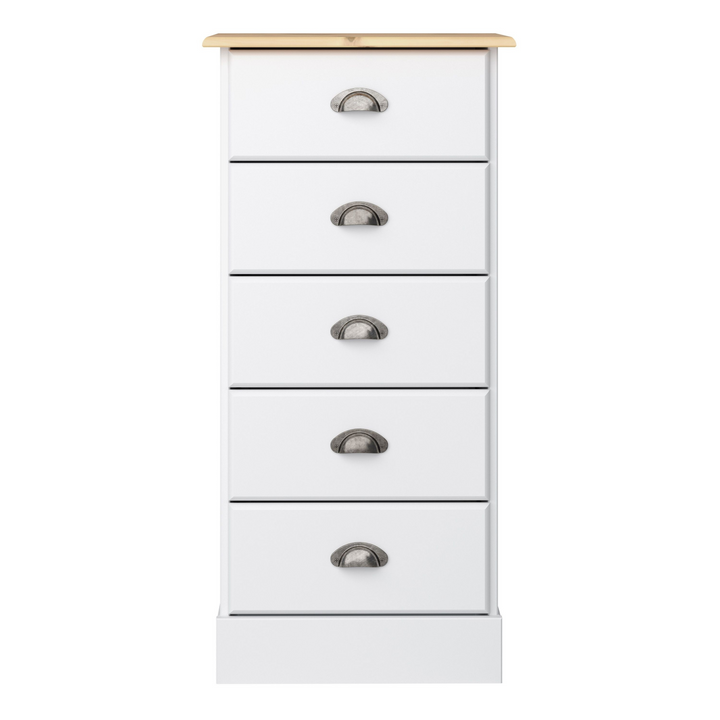 Frome 5 Drawer Chest White & Pine | Chest of Drawers | Drawers 