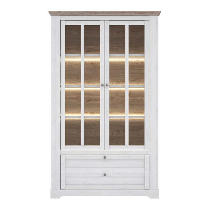 Darwen Display Cabinet in Snowy Oak/Oak Nelson | Dining Cabinet | Dining Cabinets