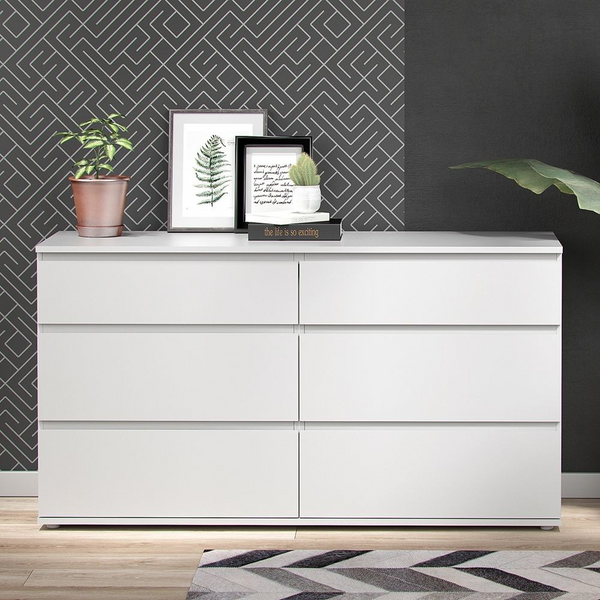 Bury Wide Chest of 6 Drawers (3+3) in White | Chest of Drawers | Drawers 