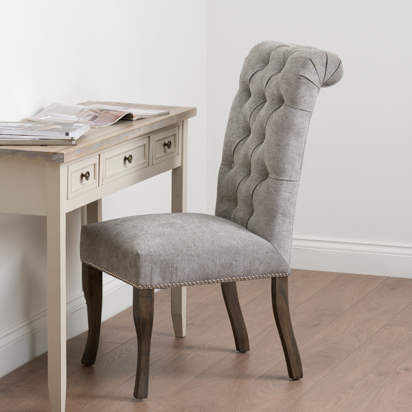 Worksop Roll Top Dining Chair With Ring Pull | Dining Chair | Fabric Dining Chair