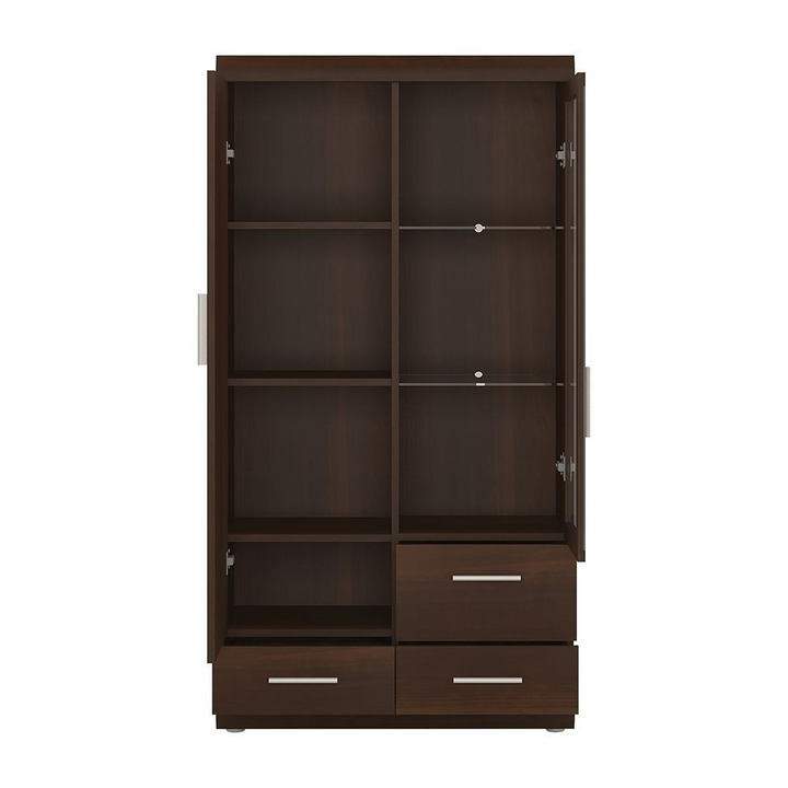 Billingham 2 Door 3 Drawer Glazed Display Cabinet in Dark Mahogany Melamine | Dining Cabinet | Dining Cabinets