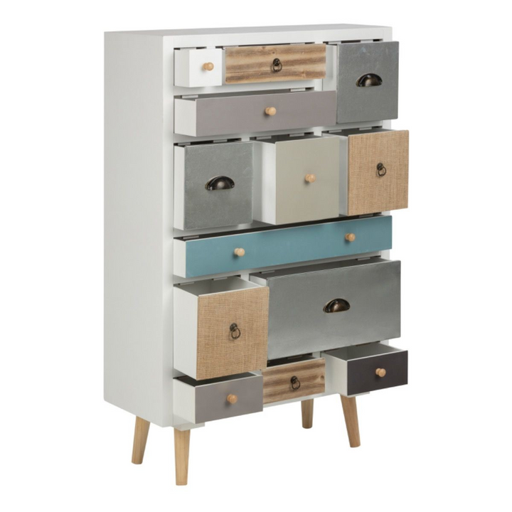 Ashington White Shabby Chic Multi Coloured 13 Drawer Chest | Chest of Drawers | Drawers 