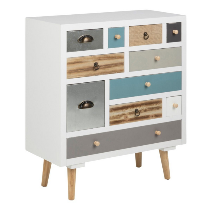 Ashington White Shabby Chic Multi Coloured 11 Drawer Chest | Chest of Drawers | Drawers 