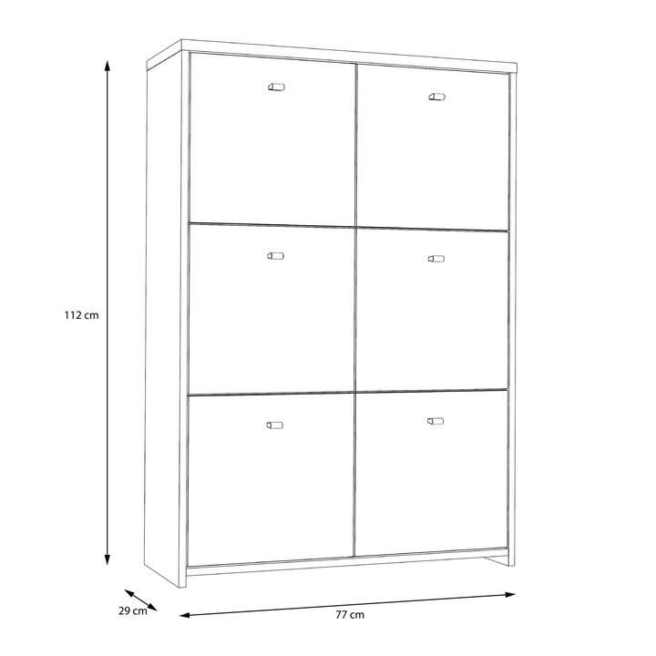 Bicester Chest Storage Cabinet with 6 Doors in Artisan Oak/White | Dining Cabinet | Dining Cabinets