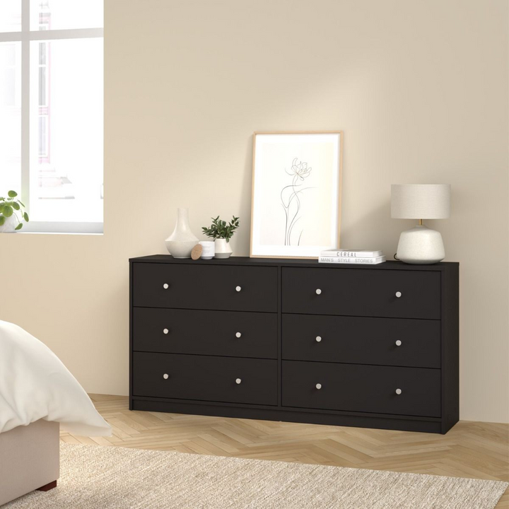 Shenley Chest of 6 Drawers (3+3) in Black | Chest of Drawers | Drawers 